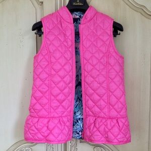 Lilly Pulitzer Prosecco Pink Melanie Reversible Puffer Vest Girls XL 12-14